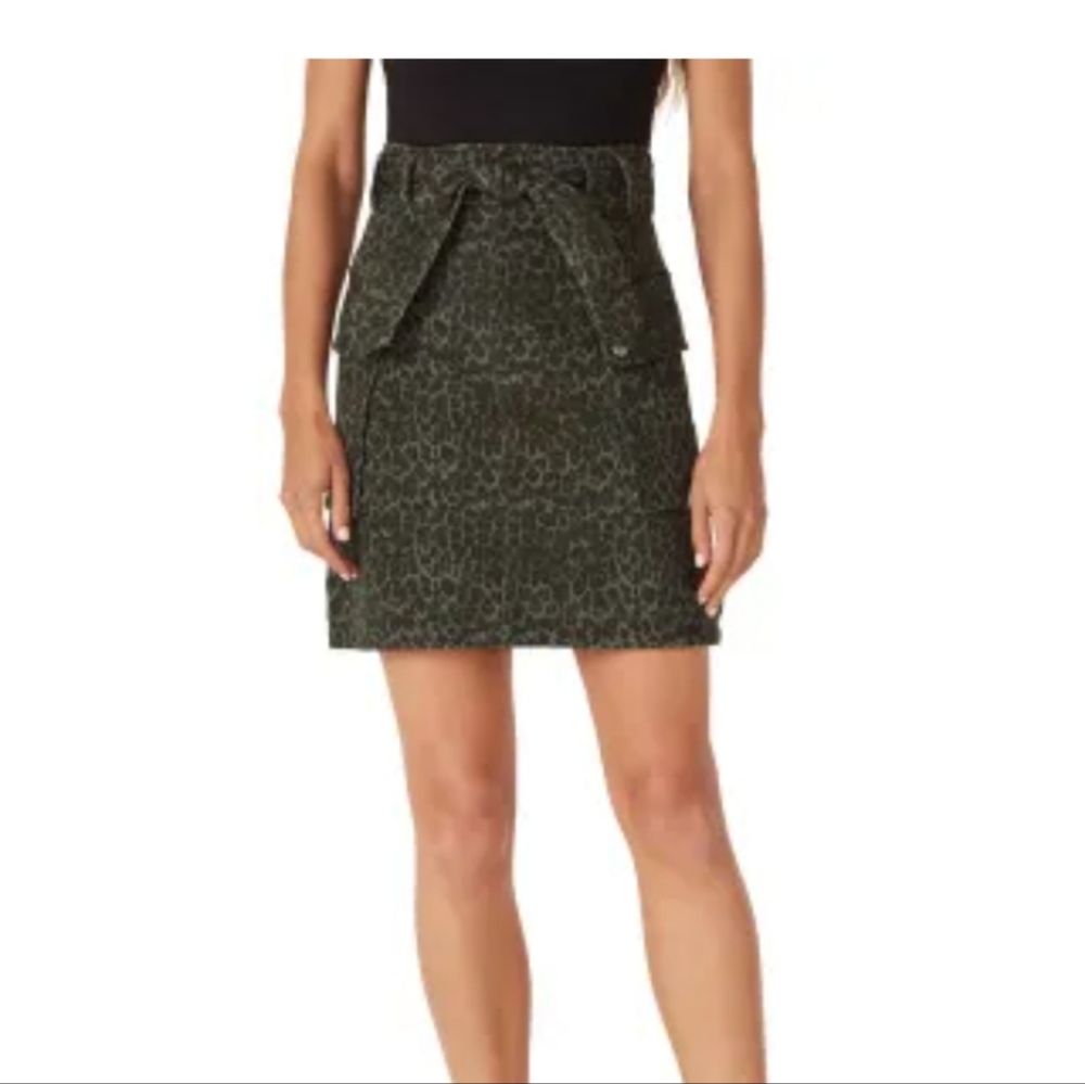Marissa Webb Green Animal Print Mini Skirt
